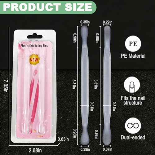 2Pcs Plastic Cuticle Pusher, Dual-end Dead Skin Nail Pusher, Gentle Plastic Pusher, Gel Polish Remover Tool, Manicure and Pedicure Tool, White - color: White