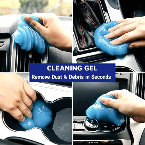 Riomh 9 Pcs Car Detailing Brushes Kit, Car Interior Cleaning Supplies with Cleaning Gel