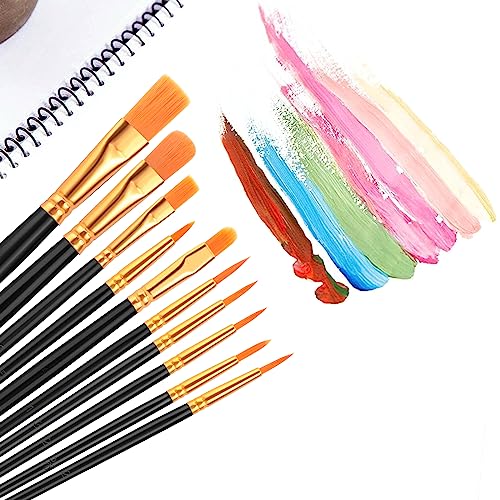 AROIC Acrylic Paint Brush Set, 2 Packs / 20 pcs Nylon Hair Brushes - size: 20pcs-black