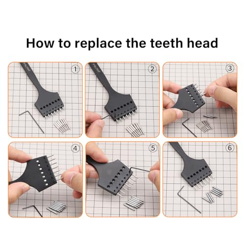 WUTA Leather Stitching, 3nd Removable Leathercraft Tool (3nd 5mm- 2+7 Hole, Leather Stiching Punch) - color: 3nd 5mm- 2+7 Hole, size: Leather Stiching punch