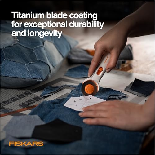 Fiskars 45mm Stick Titanium SoftGrip Rotary Cutter for Fabric & Sewing - color: Softgrip Stick, size: 45mm