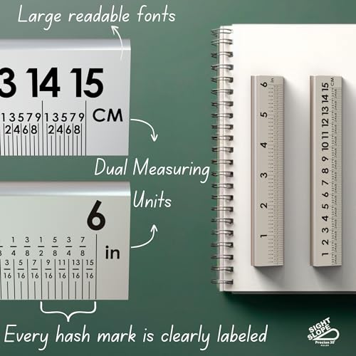 2-Pack 12 Inch 30° Precision Metal Ruler, High-Grade Laser-Engraved Aluminum Ruler for School, Office, Architects, Draftsman, and Engineers (Onyx Black and Silver) - color: Silver, Onyx Black