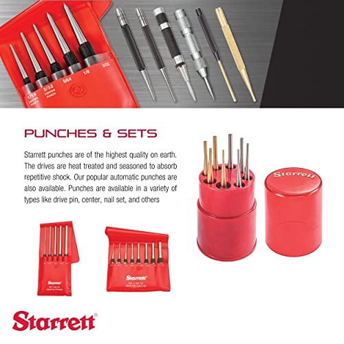 Starrett Steel Center Punch, 4-1/4" Length, 5/32" Dia - size: 4-1/4" Length; 5/32" Diameter