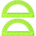 Zonon 2 Pcs 6 Inch Plastic Protractor 180° Math Protractors, Green - color: Green