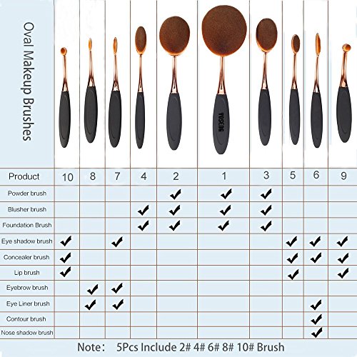 Yoseng Oval Foundation Brush 5 Pcs Toothbrush makeup brushes Fast Flawless Application Liquid Cream Powder Foundation - style: Style A