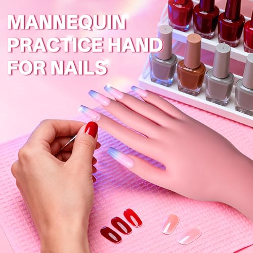 Buqikma Flexible Practice Nail Fake Silicone Hand Model for Acrylic Nails