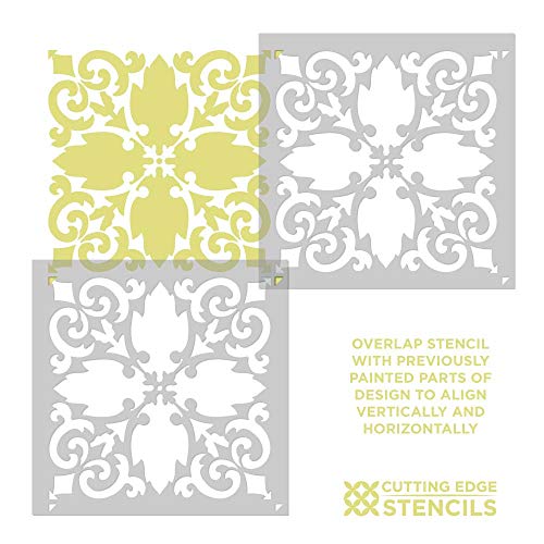 Casa Verde Tile Stencil - Cement Tile Stencils - DIY Faux Tiles - Reusable Stencils for Home Makeover (Extra Large 16"x16") - size: Extra Large (16"x16")