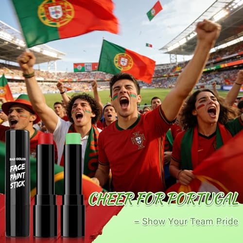 BADCOLOR Red Light Green Face Body Paint Stick Set, Oil Based Eye Balck Makeup Stick, Waterproof Facepainting Zombie Clown Witch Forest Fairy Cosplay for Halloween Party Cosplay Stage Costume Makeup - color: 2PCS Red & Light Green