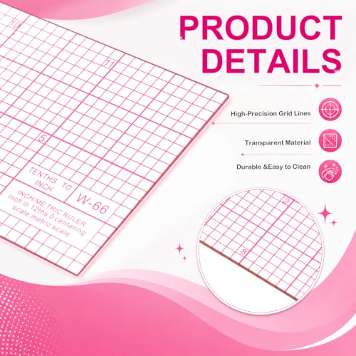 Zonon 2 Pack Clear Sewing Ruler 2 X 12 Inch Plastic Ruler for Quilting