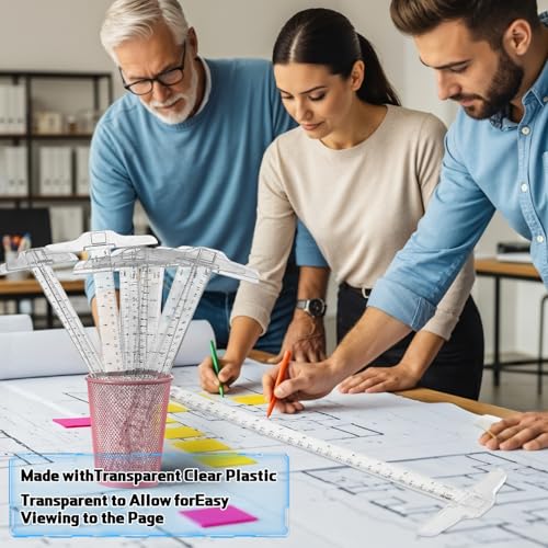 Pangda 4 Pcs 12 Inch T-Square Ruler Plastic for Drafting Drawing