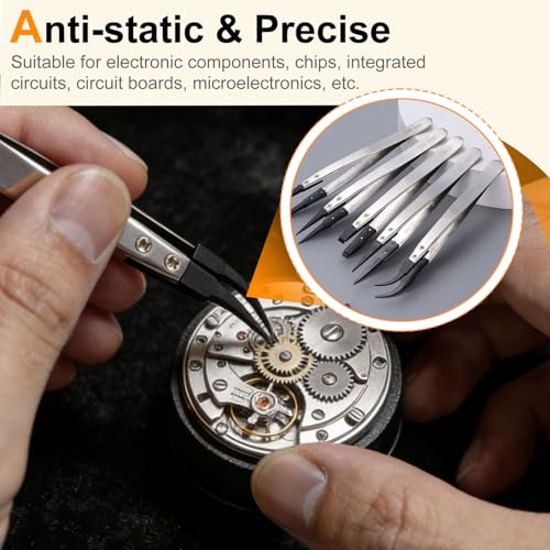 HARFINGTON ESD-2A Tweezers 5.1" Length Precision Anti-Static Pointed Tip - size: 5.1" Length, style: ESD-2A with 7A Model Replacement Tip
