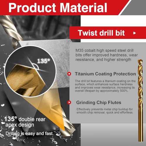 M3x0.5 Tap and 2.5mm Drill Bit Set, HSS M2 Taps and M35 Cobalt Drill Bits - size: M3×0.5+2.5mm