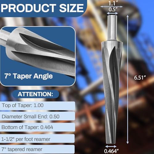 7 Degree Ball Joint Tapered Reamer, 6542 High-Speed Tool Steel - style: 7 Degree
