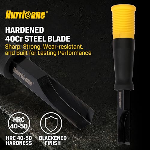 HURRICANE 12mm Corner Chisel, 90° Square Mortise Chisel for Door Hinges, Strike Plates & General Woodworking, Right Angle Wood Chisel with Metal Strike Cap & Ergonomic Grip - size: 12mm