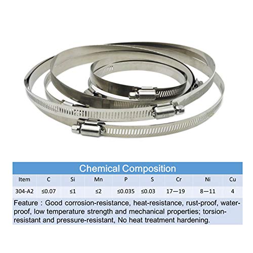 4 Inch Adjustable 304 Stainless Steel Duct Clamps Hose Clamp (8Pcs) - size: 4" -8Pcs
