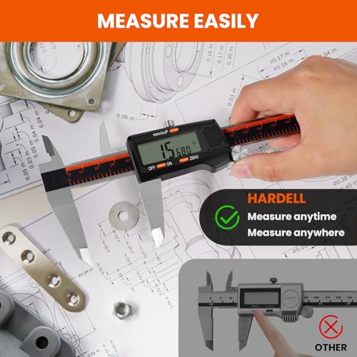 HARDELL Digital Caliper 0-8" Stainless Steel, Inch/Fractions/mm - size: 8 Inch