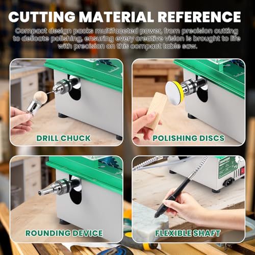Huanyu Mini Table Saw 300W 1.14IN Cut Depth Portable Hobby Table Saws Set