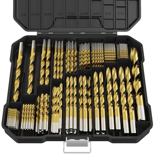 230Pcs(3/64" - 1/2") Titanium Twist Drill Bit Set - size: 3/64" - 1/2" - 230pcs HSS