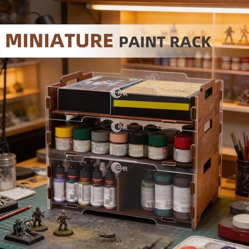 OPHIR Paint Organizer Rack, 3-Layer Stackable Holder for 236 Paints & Tool