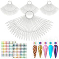 200 Pcs Nail Swatch Sticks Stiletto with 4 Metal Rings & Numbering Stickers - color: 200 Pcs Clear Acrylic Nail Swatch Sticks Stiletto
