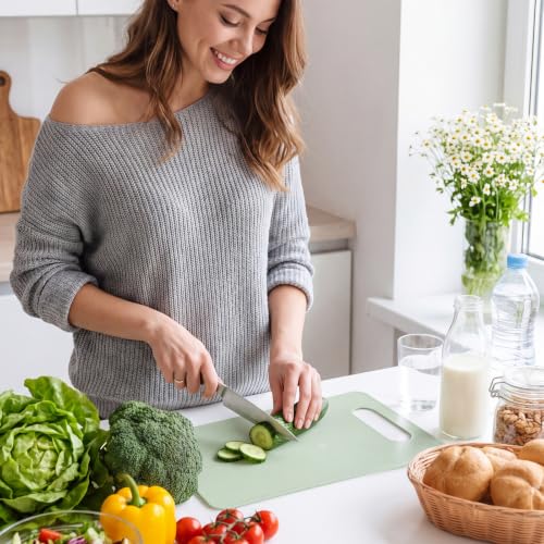 Luckyiren 3 Pack Small Plastic Cutting Board Set, Sage Green Chopping Mats - color: Sage Green; 3 Pack