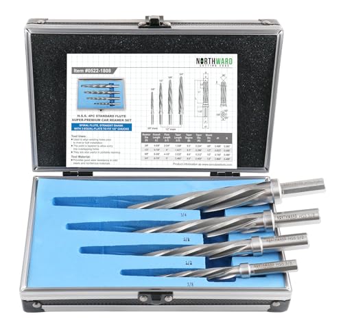 Accusize Chucking Reamer Set, 3/8", 1/2", 5/8", 3/4", NORTHWARD Premium - size: 3/8", 1/2", 5/8", 3/4", NORTHWARD Premium