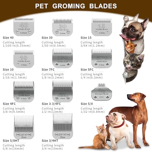 7FC Detachable Dog Blades Compatible with Andis/Oster A5 Grooming - color: Silver, size: 7FC 3.2mm (2 Pack)