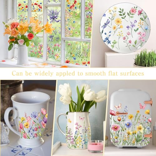 8 Pcs Spring Wildflower Rub-On Transfers for Furniture & Crafts - color: Spring Wildflower