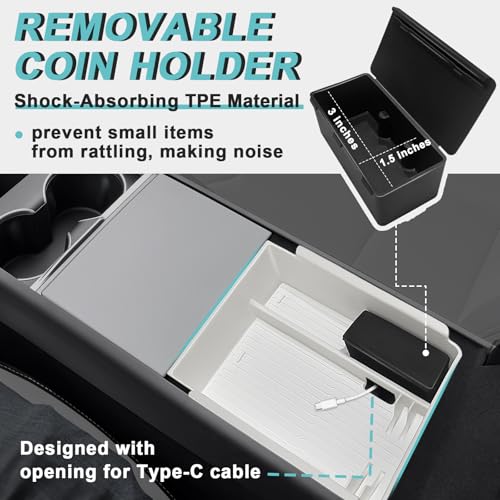 BestEvMod 5PCS Console Organizer for 2025 2026 Tesla Model Y Juniper(White) - size: Juniper |5PCS White