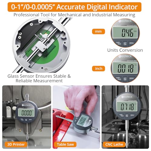 Neoteck 1"/25.4mm Digital Indicator Set with 90lbs(40kg) Magnetic Base - color: Silver, size: 90 lbs