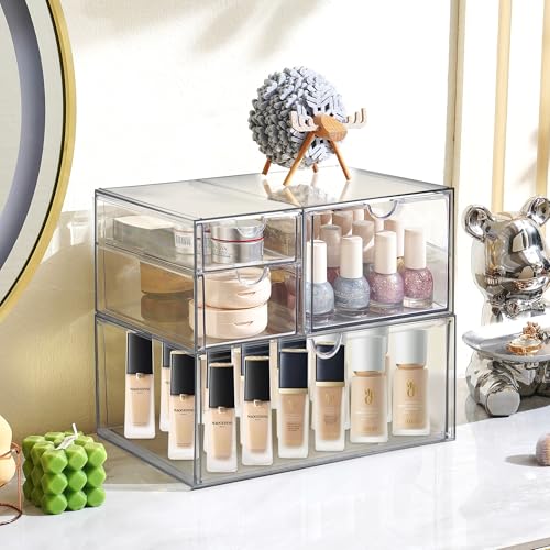 Prsildan Acrylic Drawer Makeup Organizer with 4 Drawers - size: 4 Drawers