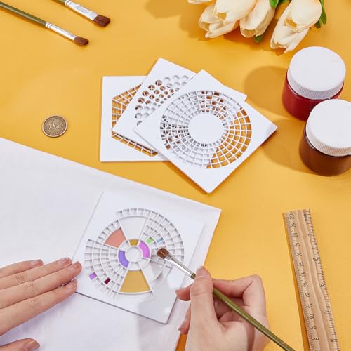 BENECREAT 4Pcs Acrylic Journal Stencils, Handmade Flexible Record Template, Planner Stencil for Bullet Journaling, Reusable Calendar Planners, Durable Writing & Drawing Tools - style: Square
