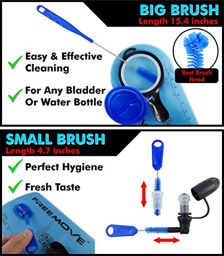 Hydration Bladder Cleaning Kit 6in1 - Clean and Maintain 2L and 3L Water Bladders with Ease - Includes 3 Brushes, Drying Hanger, Carry Bag & 2 Cleaning Tablets For Any Camelback Water Pack Backpack
