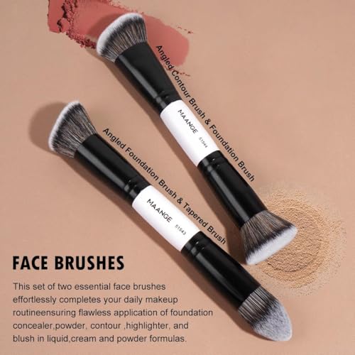 MAANGE 4 PCS Foundation Contour Conceal Brush Set, Makeup Brushes, Eyeshadow Concealer Brush, Double Sided Foundation Contour Blush Highlight Blending Eyebrow Brush For Liquid, Cream, Loose Powder - color: 4 PCS