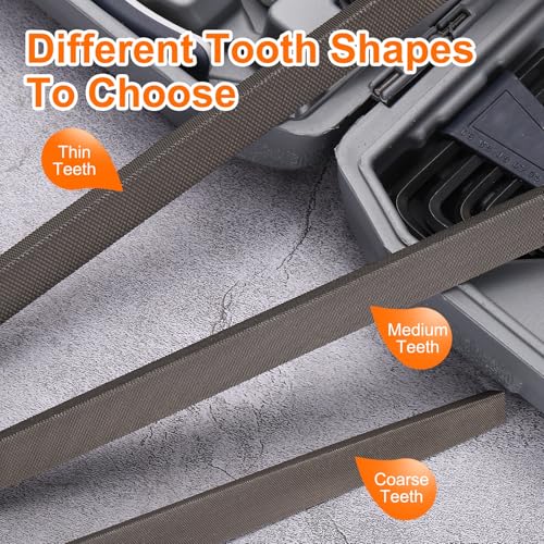 HARFINGTON Triangle Coarse Teeth Cut File 10" Double Cut Teeth High Carbon Steel Hand Rasp File Wood Handle for Metal Wood Deburring Removing - size: 10", style: Coarse