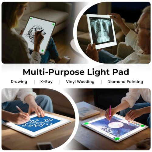Bawaslom Rechargeable A4 LED Diamond Painting Light Board for Tracing,White - color: White, size: A4