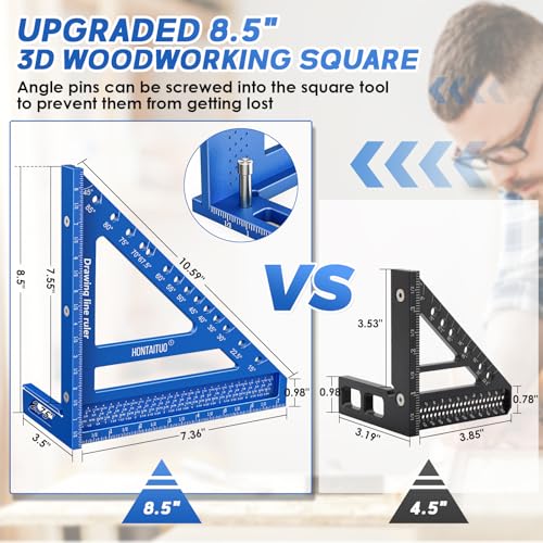 8.5-Inch 3D Large Carpenter Square for Multi-Angle Measuring and Marking - color: Blue