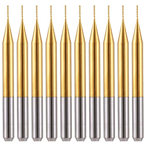 10PCS 1/8'' Shank 0.5mm End Mill CNC Bit Set, Carbide Engraving Bits Carving Bits CNC End Mill Router Bits 1/8 for PCB Wood, Titanium Coat PCB Milling Cutter Bits Drill Bit - size: 0.5mm