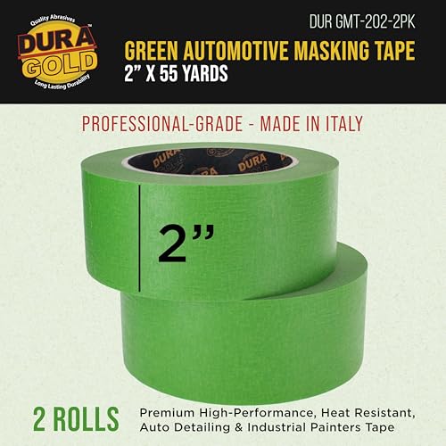 Dura-Gold Green Automotive Masking Tape 2" (1.88" x 55 Yards), 2 Rolls - size: 2"