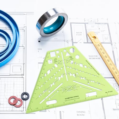 2 Pack Isometric Pipe Template Drafting, Isometric, 8.5 x 5.19 Inch - size: 8.5 x 5.19 Inch, style: Isometric