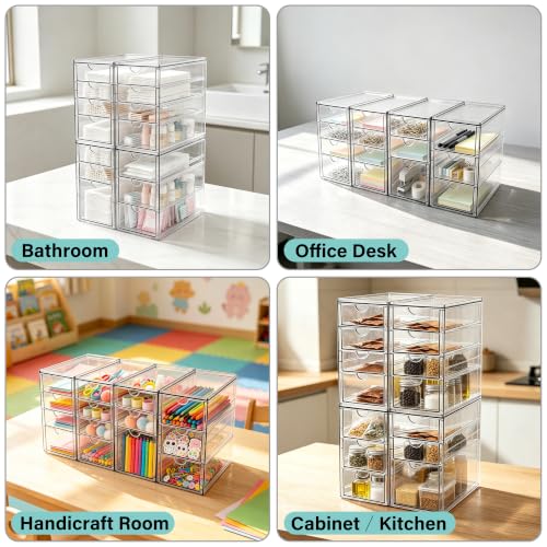 Prsildan Acrylic Desk Organizers with 14 Drawers, Stackable Makeup Storage - size: Stackable-14 Drawers