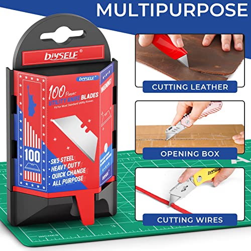 DIYSELF 200 Pack Utility Knife Blades, SK5 Box Cutter Blades with Dispenser - size: 200-Pack