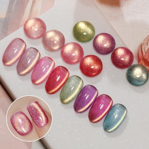 MIZHSE Cat Eye Gel Nail Polish, Dreamlike Magnetic Gel Polish Set 8 Colors - color: Dreamy Eden Cat Eye Gel