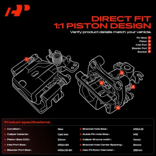 A-Premium Rear Right Passenger Disc Brake Caliper with Bracket - style: Rear Passenger Side