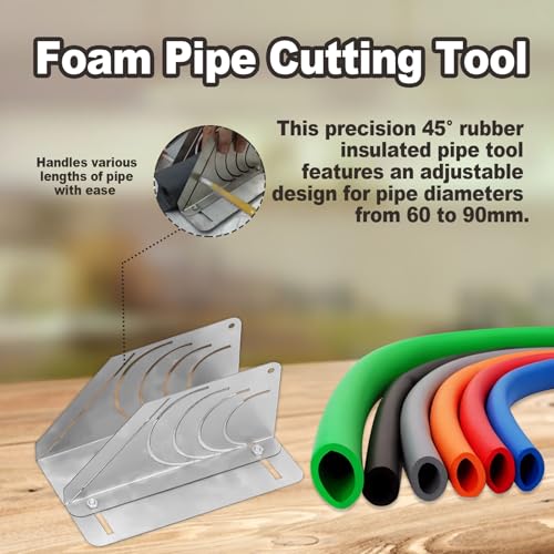 1 Pack Precision 45 Rubber Insulation Pipe Cutter, Rubber Insulated Pipe 45 Cutter, Professional Foam Pipe Cutter Tool, Foam Pipe Cutter Tool Insulation Cutting Fixture, Foam Pipe Cutter Tool 4 in 1