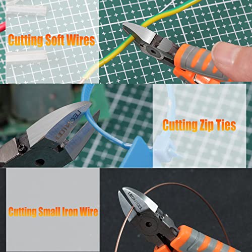Diagonal Cutting Pliers 5-Inch Wire Flush Cutters Side Cutter Wire Snips with Hand Rope and Protective Cover for Cuts Electronics Wires Jewelry Zip Ties - style: Standard
