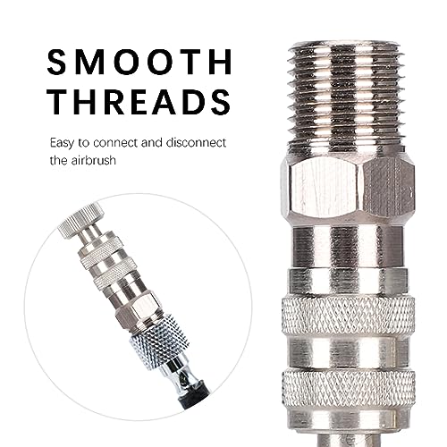 Airbrush Coupler Adapter Fittings 3-Pack, Brass Quick Connect Connector for Air Compressor and Airbrush Hose, Replacement Parts for Painting Tool Accessories
