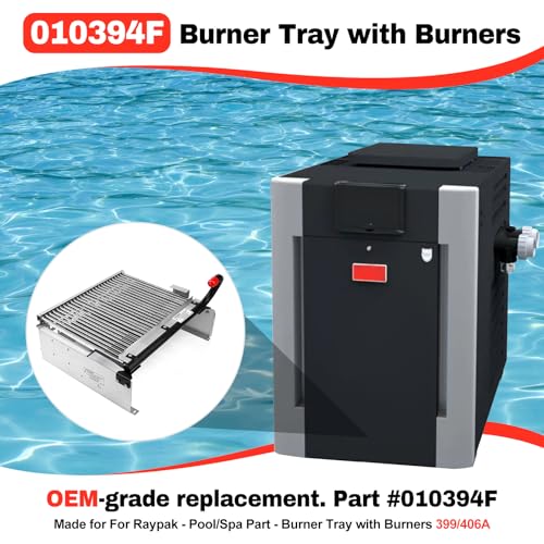 Part #010394F - Burner Tray with Burners - Direct Replacement for Pool Heater Model R406A, Fixes No Ignition, Weak Flame Issues - FOR NATURAL GAS ONLY (Propane conversion parts sold separately)