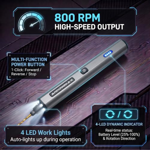 ARROWMAX Mini Electric Hand Drill Pen with 20pcs Drill Bits & LED Light - size: SDS MINI