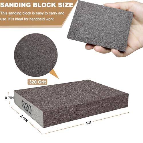 Tonmp 6 Pack 320 Grit Fine Sanding Sponge, Washable and Reusable Sanding Blocks Great for Pot Pan Brush Sponge Brush Glasses Sanding Wood Sanding Metal Sanding (320 Grit) - style: 320 Grit
